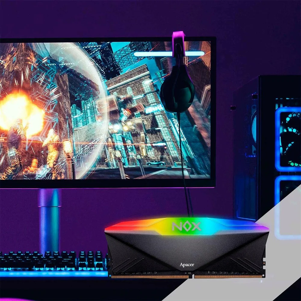 Imagem 2 de 3 do produto Memória Ddr4 Apacer Nox, RGB, 16gb, 3200mhz, Preto, Ah4u16g32c28ynbaa-1