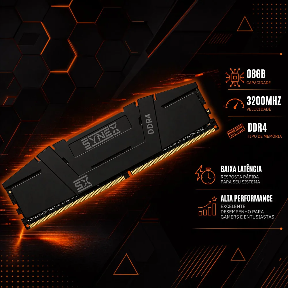 Imagem 3 de 5 do produto Memória Ddr4 Synex, 8GB, 3200mhz, Preto