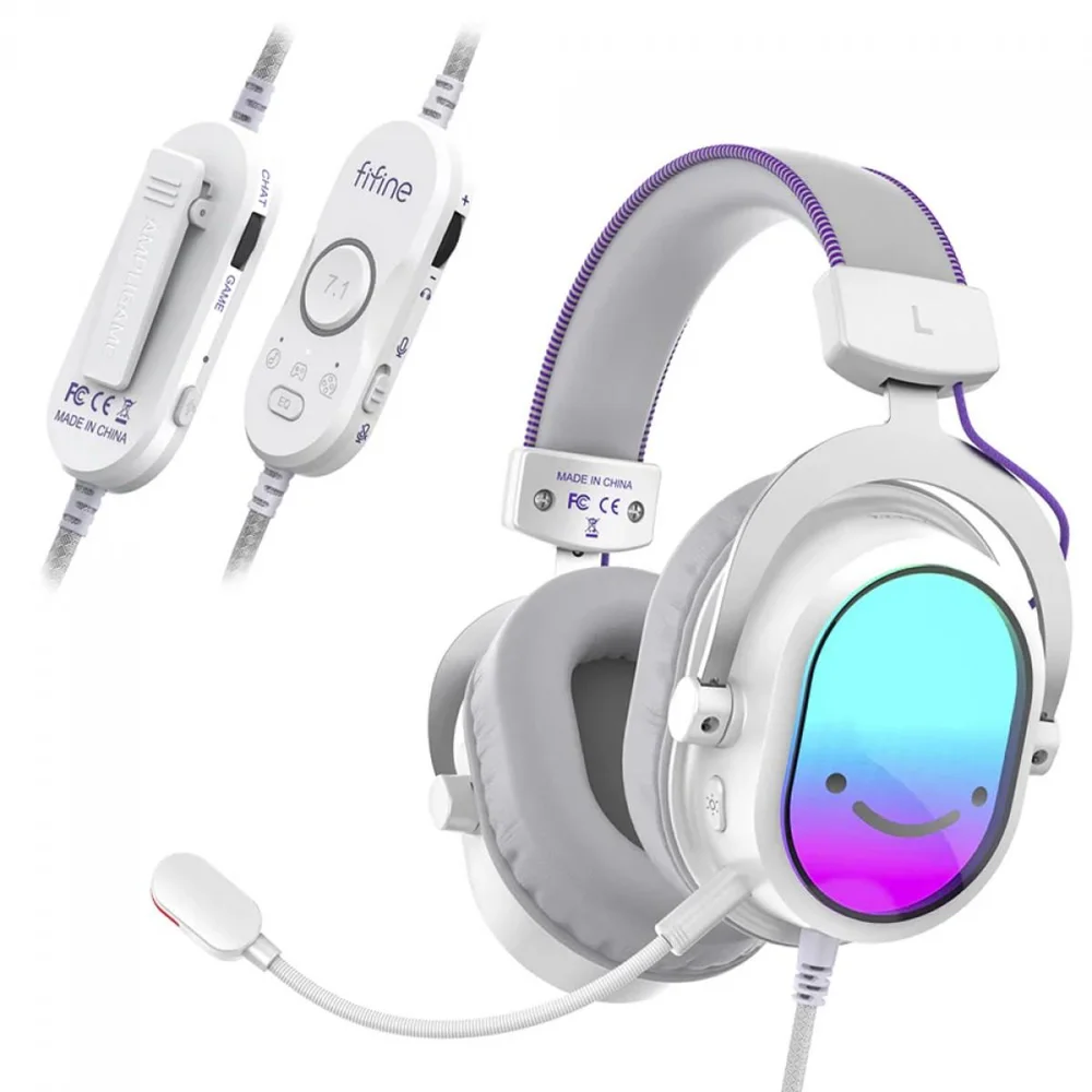 Imagem 2 de 2 do produto Headset Gamer Fifine Ampligame H16, 7.1 Surround, RGB, Usb, White