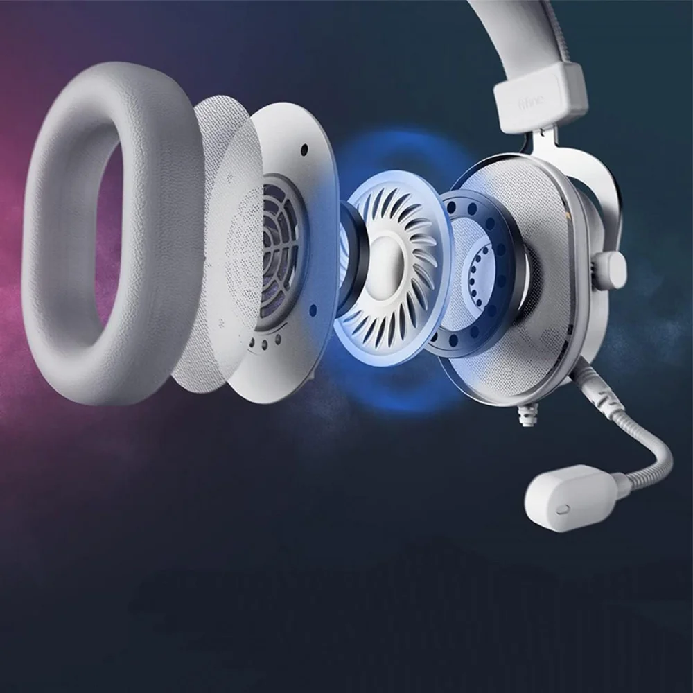 Imagem 2 de 5 do produto Headset Gamer Fifine H6w, 7.1 Surround, Drivers De 50mm, RGB, Usb, White