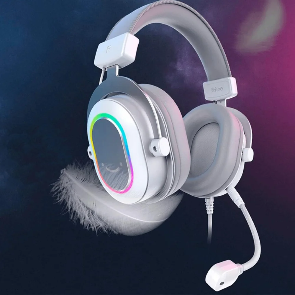 Imagem 4 de 5 do produto Headset Gamer Fifine H6w, 7.1 Surround, Drivers De 50mm, RGB, Usb, White