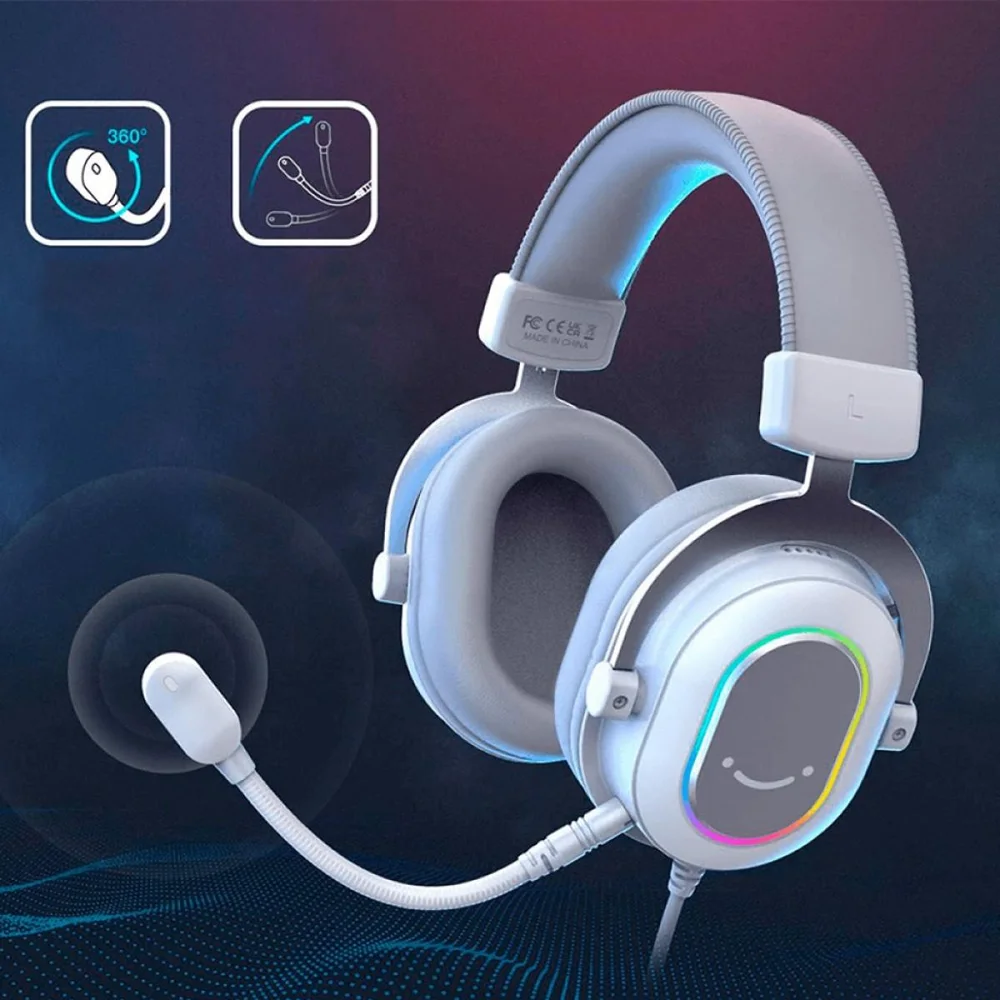 Imagem 5 de 5 do produto Headset Gamer Fifine H6w, 7.1 Surround, Drivers De 50mm, RGB, Usb, White