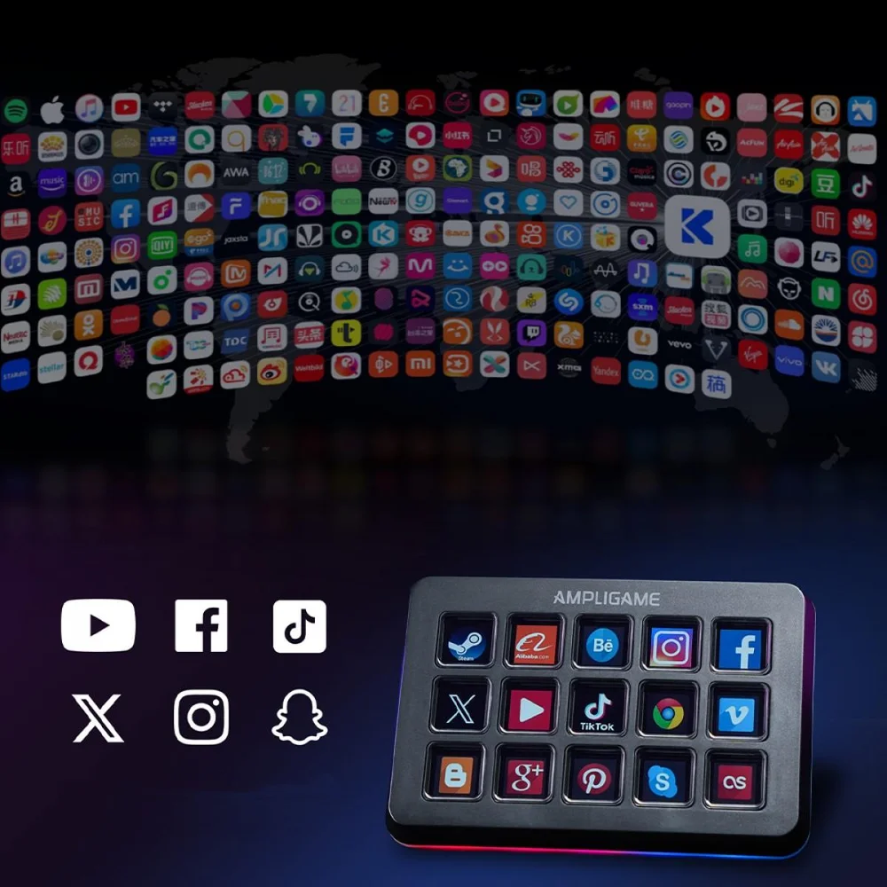 Imagem 2 de 5 do produto Mesa Controladora Fifine Ampligame D6, 15 Teclas, RGB, Preto