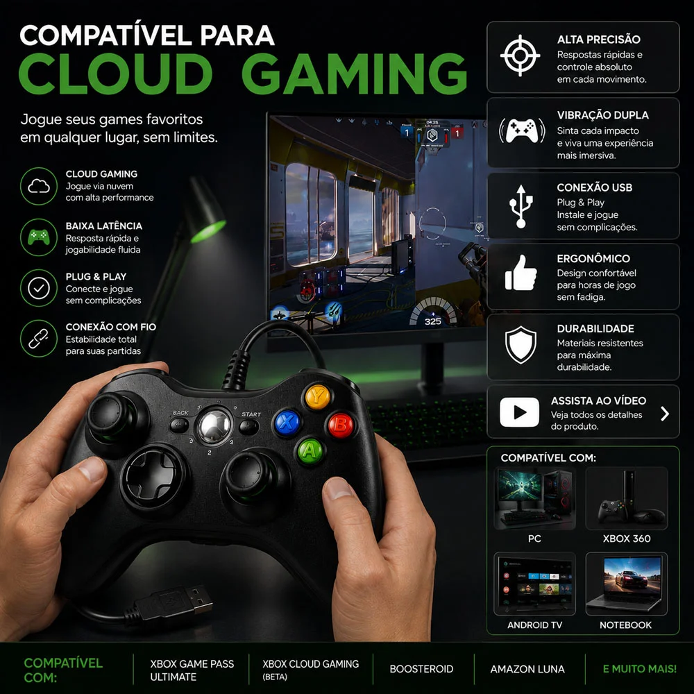 Imagem 4 de 5 do produto Joystick Compativel Com XBOX Computador PC Com Fio