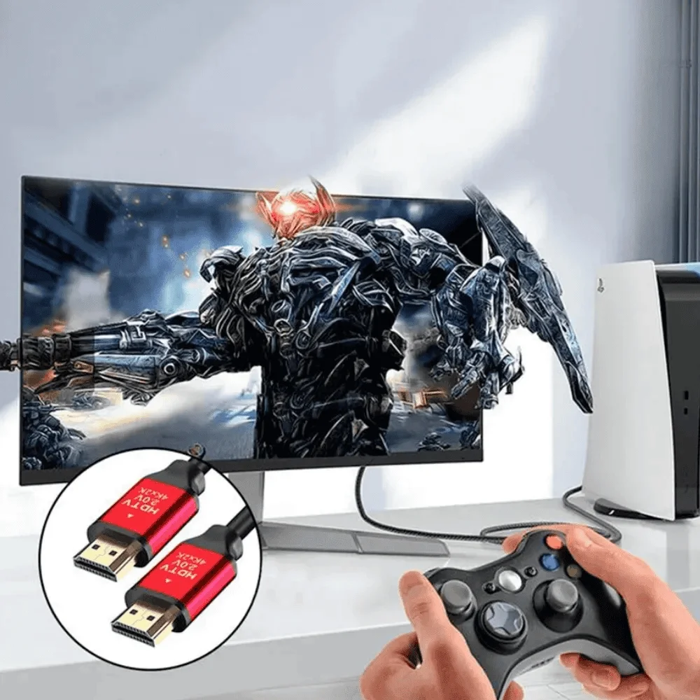 Imagem 2 de 5 do produto Kit Cabos De Reposição PC Cabo Tripolar HDMI F3 2.0 3d 4k 5m