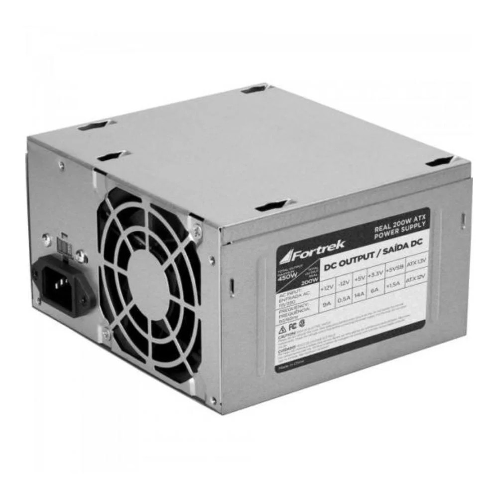 Fonte De Alimentação Fortrek Pws-2003 200w Atx Silenciosa 20+4 Pinos PC