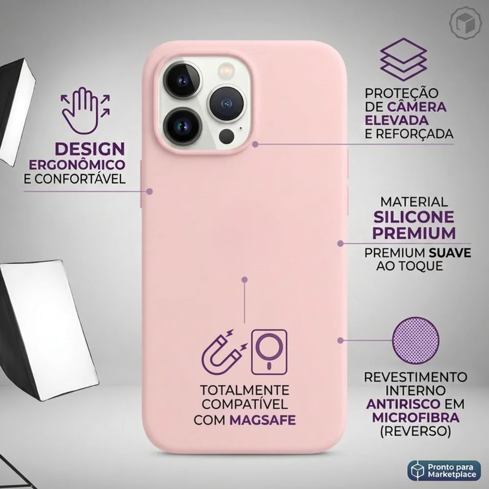 Imagem 3 de 5 do produto Capa Case Silicone Para Iphone 15 Plus Aveludada Interior