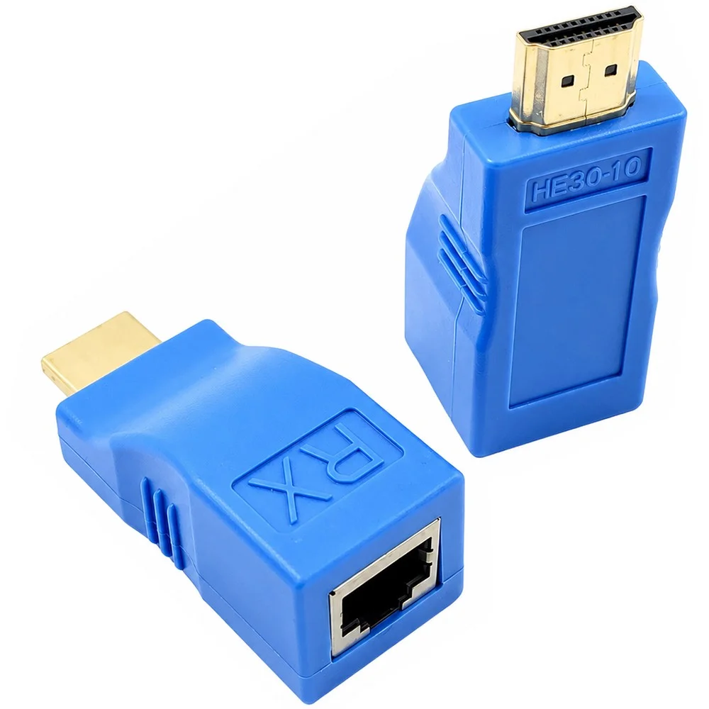 Imagem 4 de 4 do produto Adaptador Extensor HDMI Rj45 30m Cabo De Rede Cat6 Cat5e 1080p Full Hd Extender Vídeo Áudio Sem Perdas