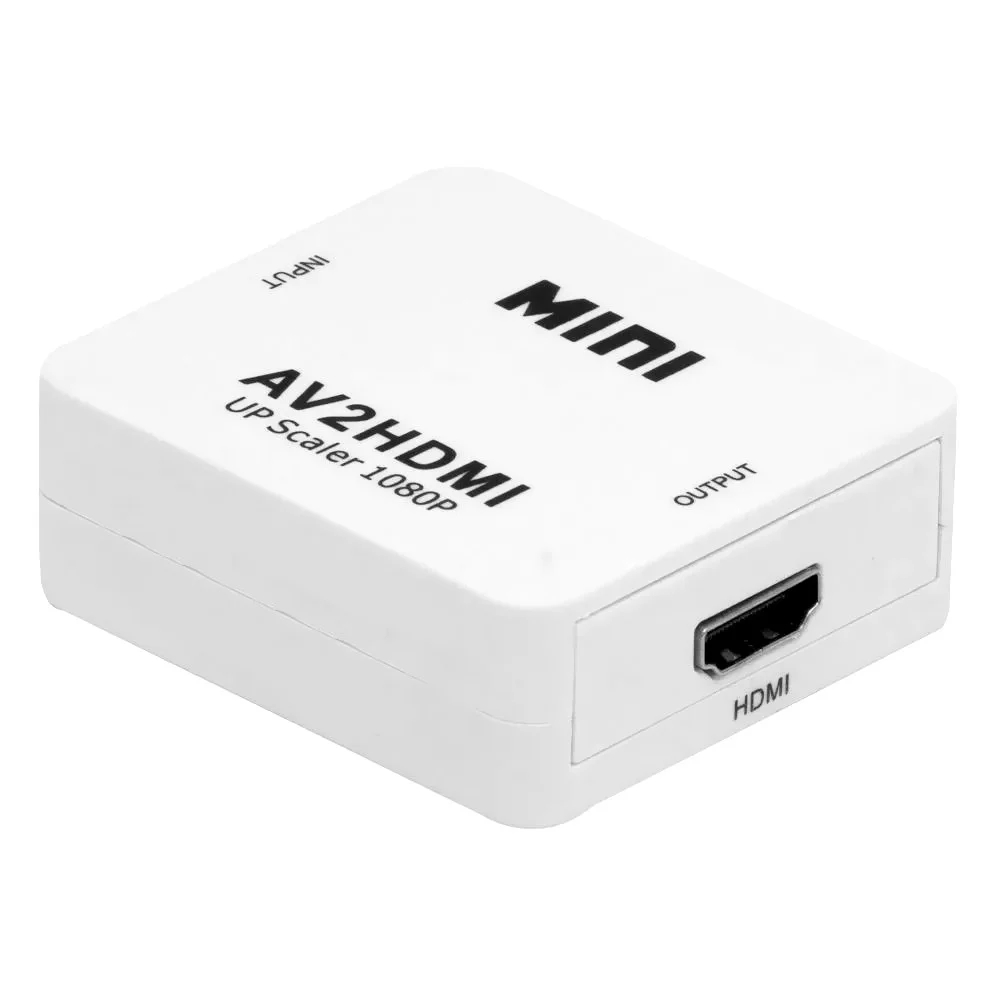 Imagem 2 de 3 do produto Adaptador Conversor HDMI Para Av Full Hd 1080p HDMI Rca Av2hdmi Branco Áudio Vídeo Tv Antiga Dvd Ps3