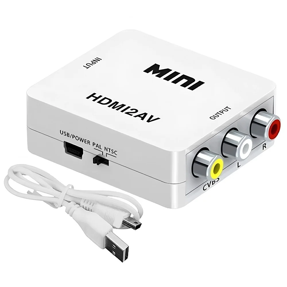 Imagem 3 de 3 do produto Adaptador Conversor HDMI Para Av Full Hd 1080p HDMI Rca Av2hdmi Branco Áudio Vídeo Tv Antiga Dvd Ps3