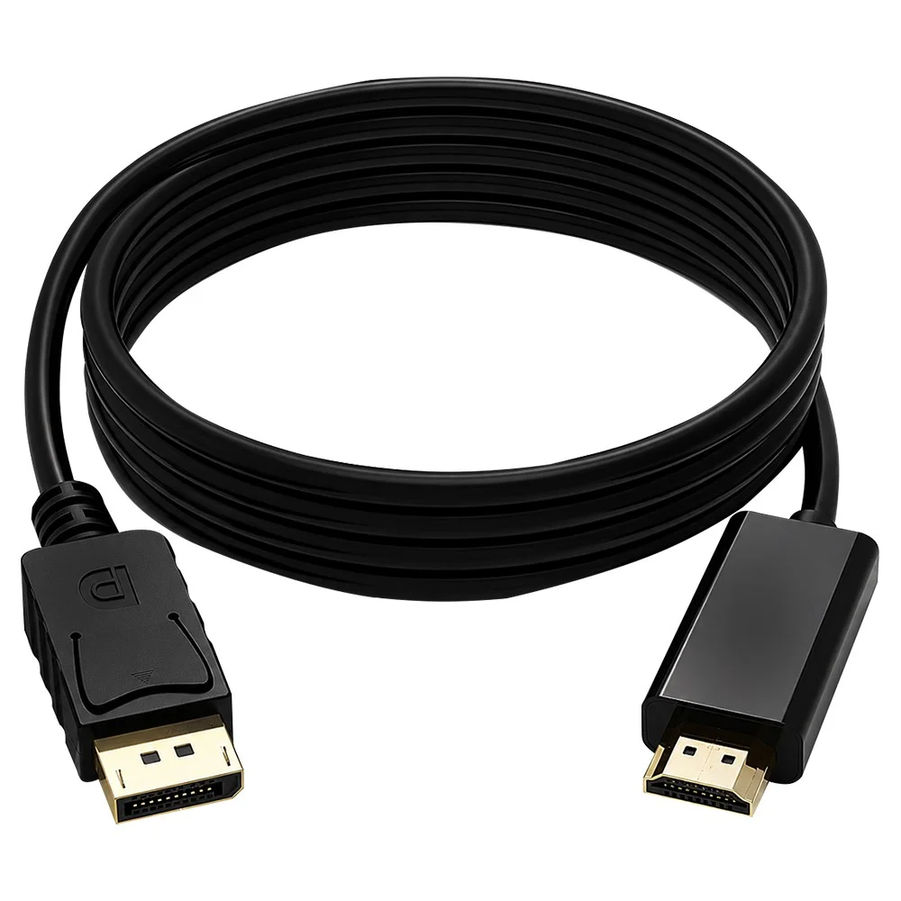 Imagem 3 de 3 do produto Cabo Adaptador Displayport Para HDMI 1.8m 4k 2k Ultra Hd Macho Para Macho Conector Banhado A Ouro Cabo De Vídeo Monitor Preto