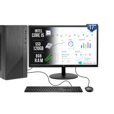 Computador Basico Intel Barato i5, 8GB, Hd SSD 120 Monitor 17 WINDOWS
