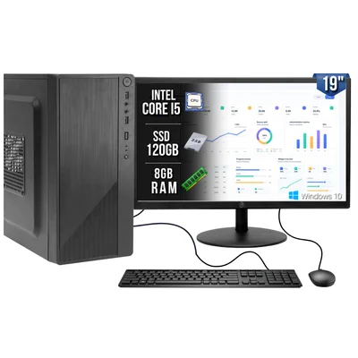 PC Desktop Completo Barato Intel i5, 8GB, Hd SSD 120GB Monitor 19
