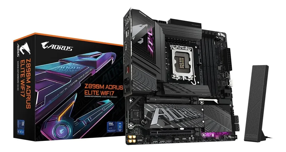 Placa Mae Gigabyte Z890m Aorus Elite Wifi 7 (LGA  1851/4xDDR5/usb4 Typec/hdmi/dp/m.2/2.5gbe)