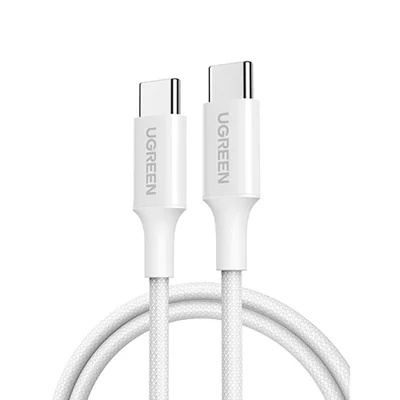 Cabo De Dados Ugreen Usb-c Para Usb-c Nylon Trancado 1m 3a 60w L501 Branco - 35218