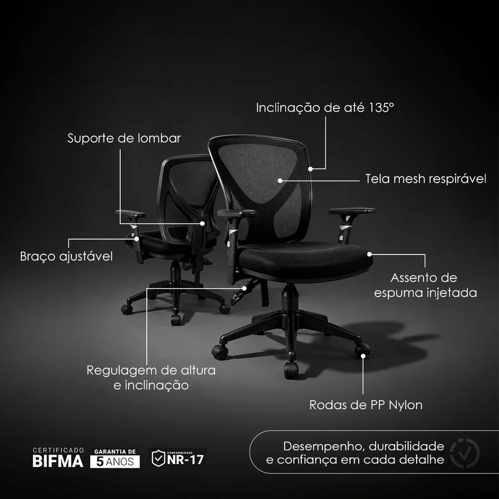 Imagem 4 de 5 do produto Cadeira De Escritório Diretor Corporativa Oficial Ergon Uni