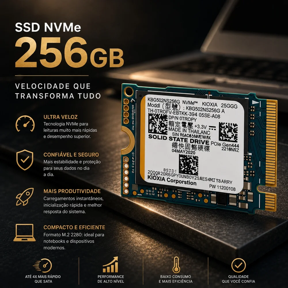 Imagem 2 de 2 do produto SSD Kioxia Bg5 256gb Nvme PCie 4.0 M.2 2230 4x4