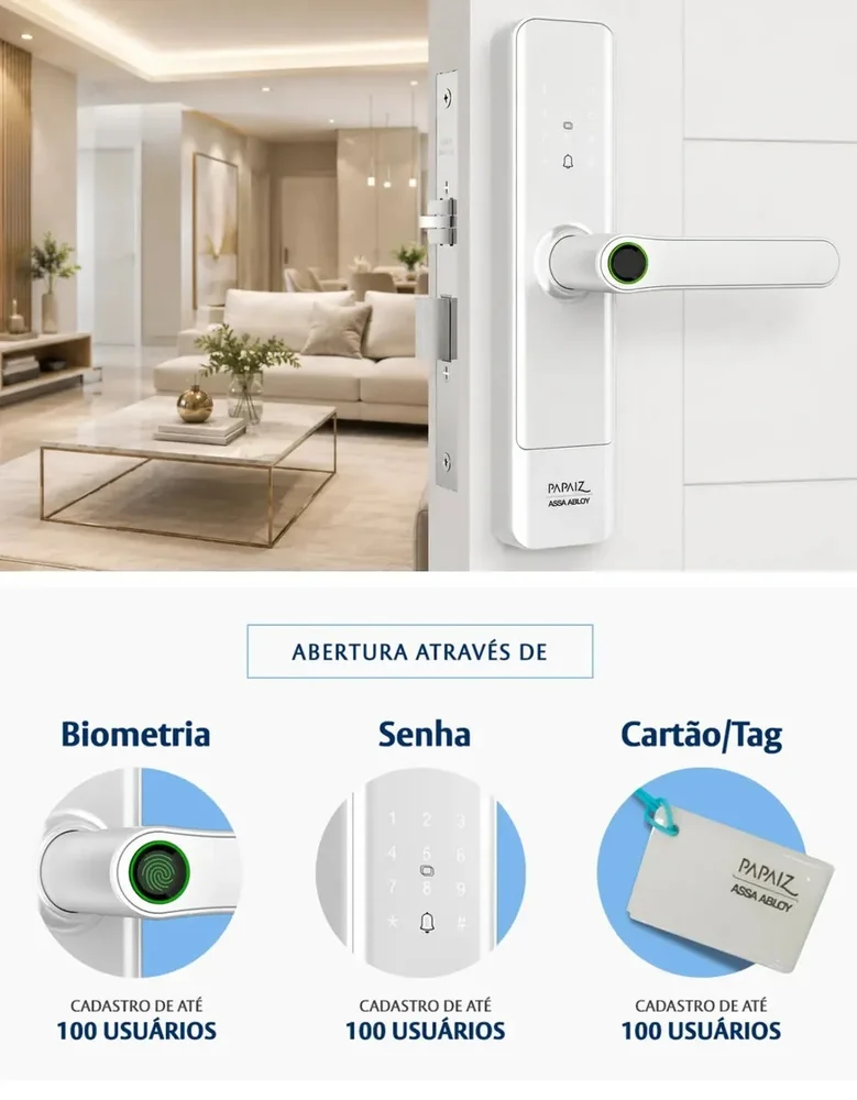 Imagem 4 de 5 do produto Kit Fechadura Digital Sl150 Com Maçaneta Biometrica  + Hub