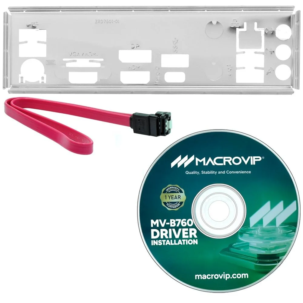 Imagem 2 de 3 do produto Placa Mãe Macrovip Mv-b760 Socket LGA  1700 Ddr5 Vga HDMI Micro Atx PCi Express 4.0 Usb 3.2 Desktop