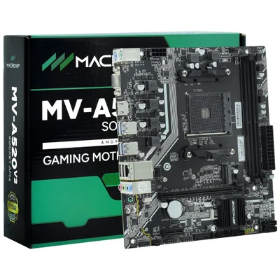 Placa Mãe Macrovip Mv-a520v2 Socket Am4 Ddr4 Vga HDMI Micro Atx Amd Ryzen Chipset A520