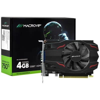 Placa De Vídeo Macrovip Geforce Gtx 750 Ti V2 4gb GDDR5 Mv-gtx750ti4gd5v2 HDMI Dvi Gamer PC Desktop
