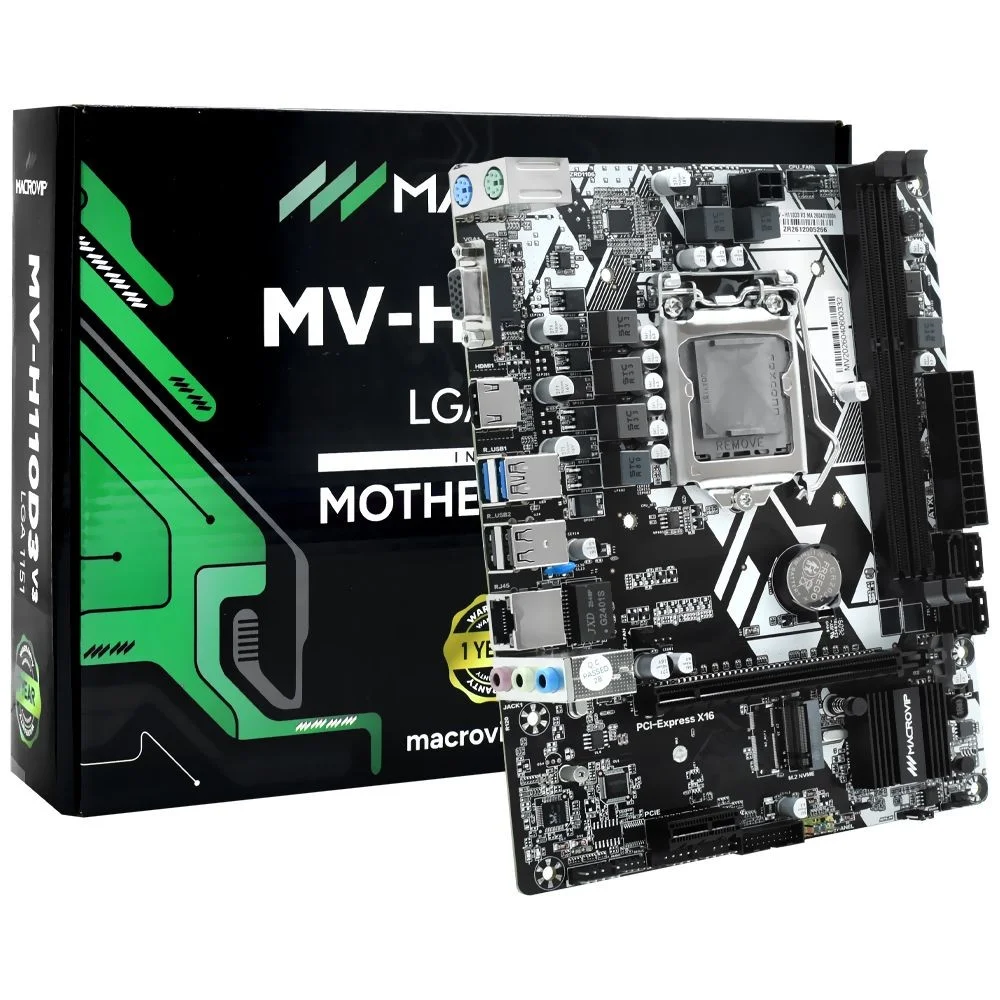 Placa Mãe Macrovip Mv-h110d3 V3 Socket LGA 1151 Micro Atx Vga HDMI Ddr3 Usb 2.0 3.0 LGA 1151 Intel Placa Mãe Macrovip Mv-h110d3 V3 Socket LGA 1151 Micro Atx Vga HDMI Ddr3 Usb 2.0 3.0 LGA 1151 Intel