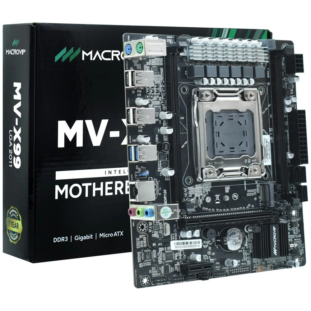 Placa Mãe Macrovip Mv-x99 Socket LGA 2011 Ddr3 Atx Usb 2.0 Sata Iii PCi Express Para Servidor Gamer