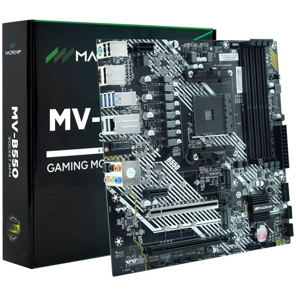 Placa Mãe Macrovip Mv-b550 Socket Am4 Ddr4 Matx PCi-express M.2 Nvme Usb 3.0 HDMI Vga Gamer