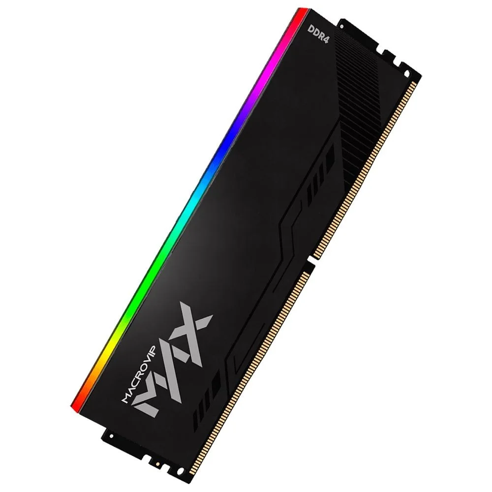 Imagem 2 de 4 do produto Memória Ram Macrovip Max Xmp Ddr4 8GB 3200mhz Mvx32n16/8r RGB Gamer Desktop Cl16 Preto