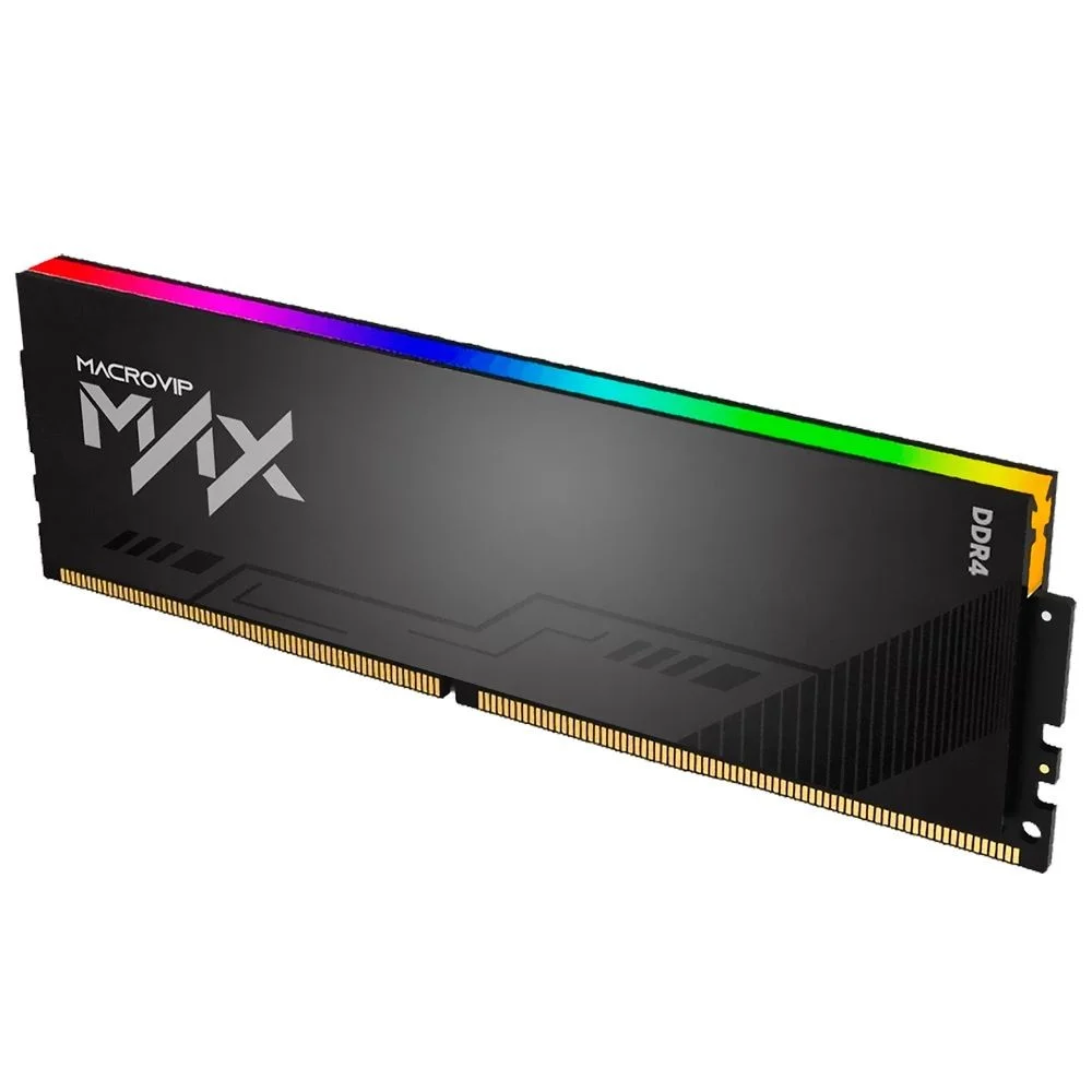 Imagem 3 de 4 do produto Memória Ram Macrovip Max Xmp Ddr4 8GB 3200mhz Mvx32n16/8r RGB Gamer Desktop Cl16 Preto