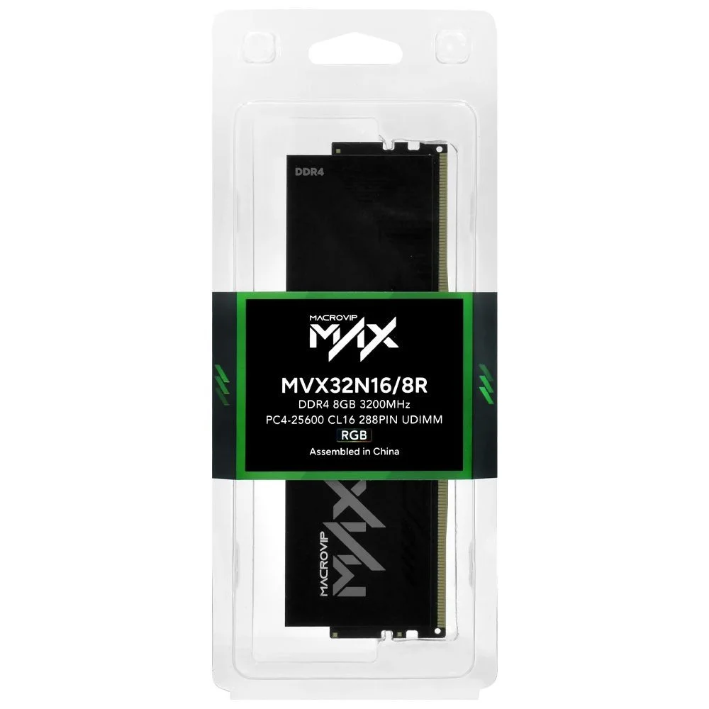 Imagem 4 de 4 do produto Memória Ram Macrovip Max Xmp Ddr4 8GB 3200mhz Mvx32n16/8r RGB Gamer Desktop Cl16 Preto