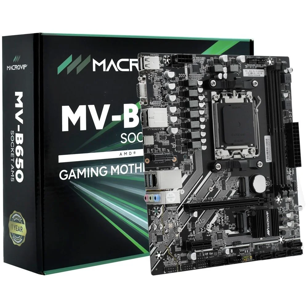 Placa Mãe Macrovip Mv-b650 Socket Am5 Ddr5 Vga Micro Atx Gamer Desempenho Conexão Alta Velocidade