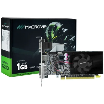 Placa De Vídeo Macrovip Geforce G210 1gb Ddr3 Low Profile Mv-g210lp1gd3 HDMI Dvi Vga PCi-express Gamer PC Desktop