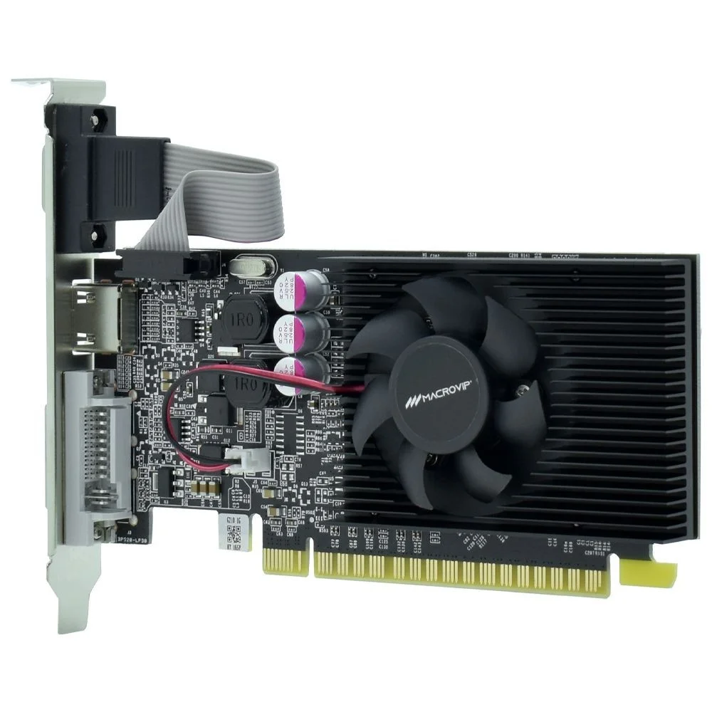 Imagem 2 de 3 do produto Placa De Vídeo Macrovip Geforce G210 1gb Ddr3 Low Profile Mv-g210lp1gd3 HDMI Dvi Vga PCi-express Gamer PC Desktop