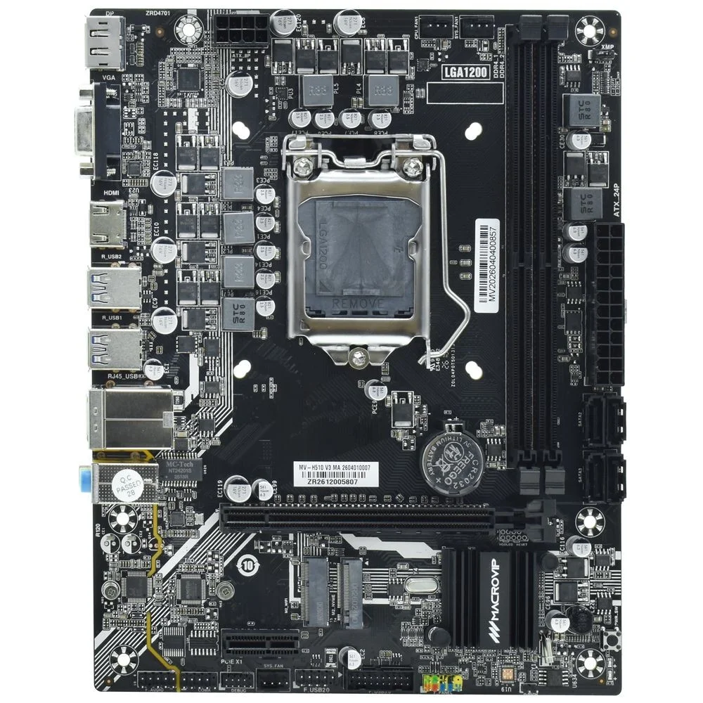 Placa Mãe Macrovip Mv-h510 V3 Socket LGA 1200 Vga Ddr4 M.2 Nvme PCi Express 3.0 Micro Atx Gamer Placa Mãe Macrovip Mv-h510 V3 Socket LGA 1200 Vga Ddr4 M.2 Nvme PCi Express 3.0 Micro Atx Gamer