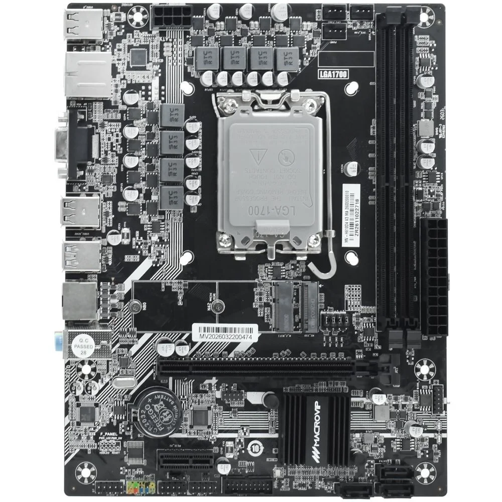 Imagem 3 de 4 do produto Placa Mãe Macrovip Mv-h610d4 V3 Socket LGA  1700 Ddr4 Vga HDMI M.2 Micro Atx Intel 12ª 13ª 14ª Geração
