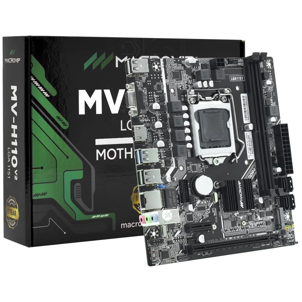 Placa-mãe Macrovip Mv-h110v2 Socket LGA 1151 Ddr4 Vga HDMI Micro-atx Intel 6ª E 7ª Geração