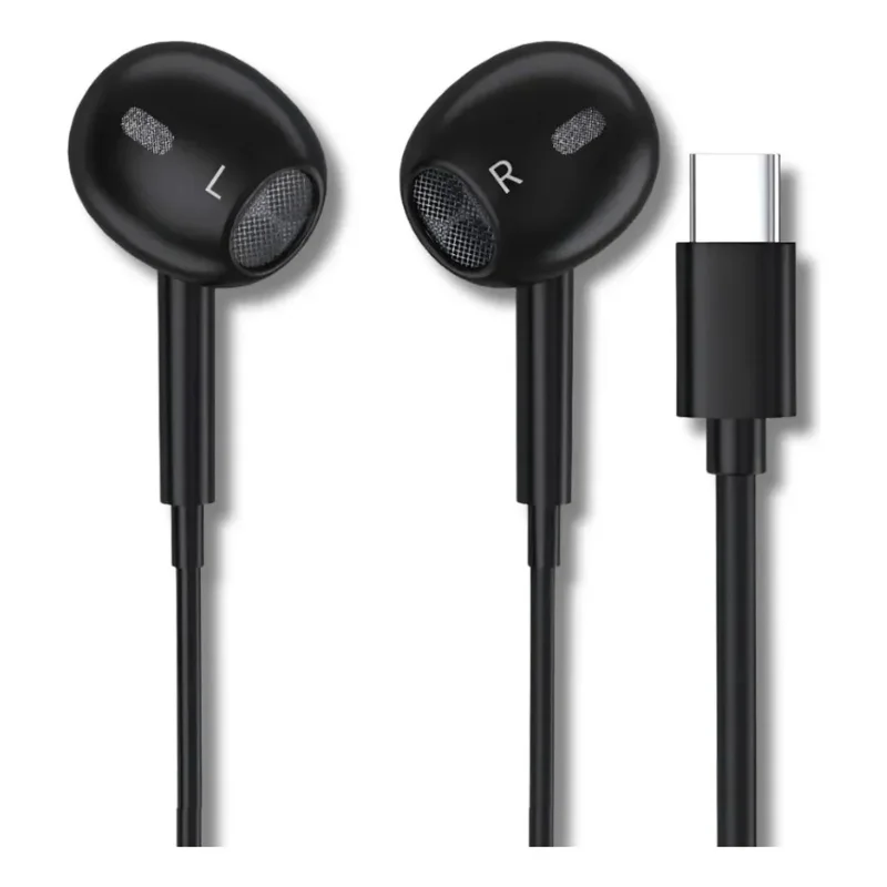 Imagem 1 de 5 do produto Fone De Ouvido Hrebos Fn-060c Eclyonline Com Fio Usb Type-c Preto Com Controle De Volume E Chamadas