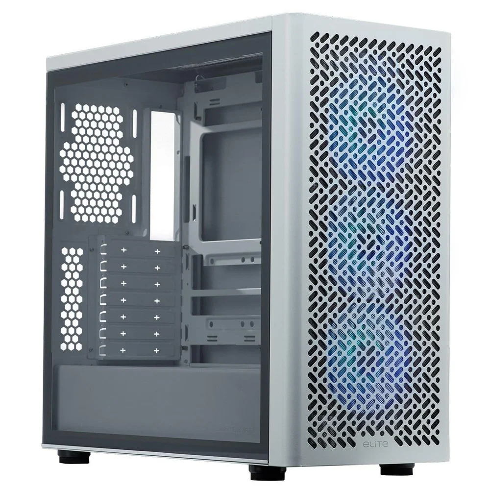 Gabinete Gamer Cooler Master Elite 502, ARGB, Vidro Temperado, Mid Tower, Atx, Com 3 Fans, Branco, E502-wgnn-saz Gabinete Gamer Cooler Master Elite 502, ARGB, Vidro Temperado, Mid Tower, Atx, Com 3 Fans, Branco, E502-wgnn-saz