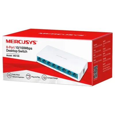 Switch 8 Portas 10/100mbps Mercusys Ms108