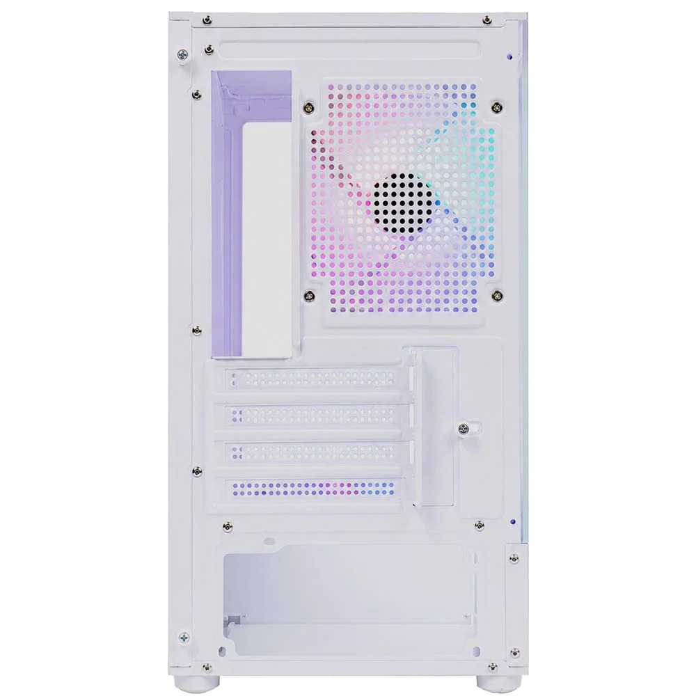 Gabinete Gamer Macrovip Mv-tcxu2001f5w Max Aqua Series Mid Tower 5 Coolers RGB Vidro Temperado Branco