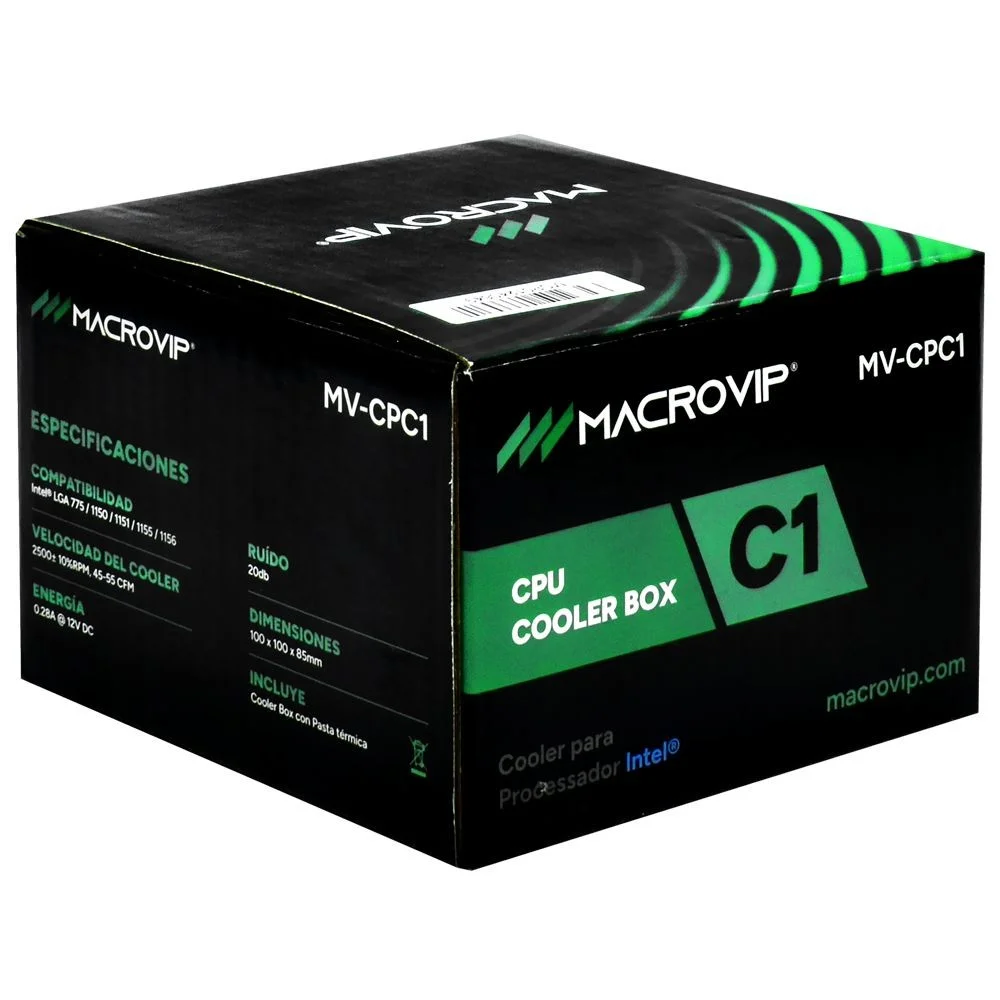 Imagem 3 de 3 do produto Cooler Para Processador Macrovip Mv-cpc1 Intel LGA  1155 1150 1151 i3 i5 Dissipador Alumínio Ventoinha Silenciosa