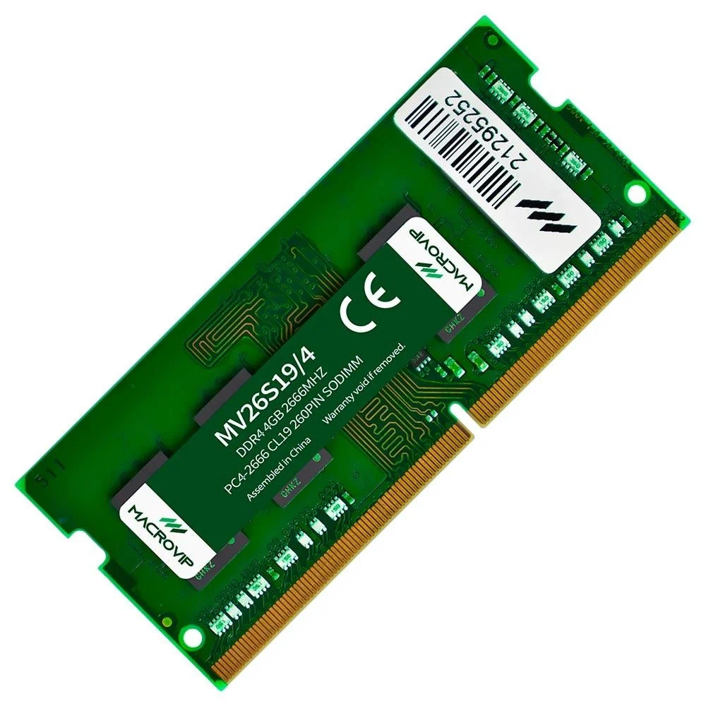 Memória Ram Para Notebook Macrovip 4gb Ddr4 2666mhz Mv26s19/4 Sodimm Cl19 1.2v So-dimm Performance Upgradable