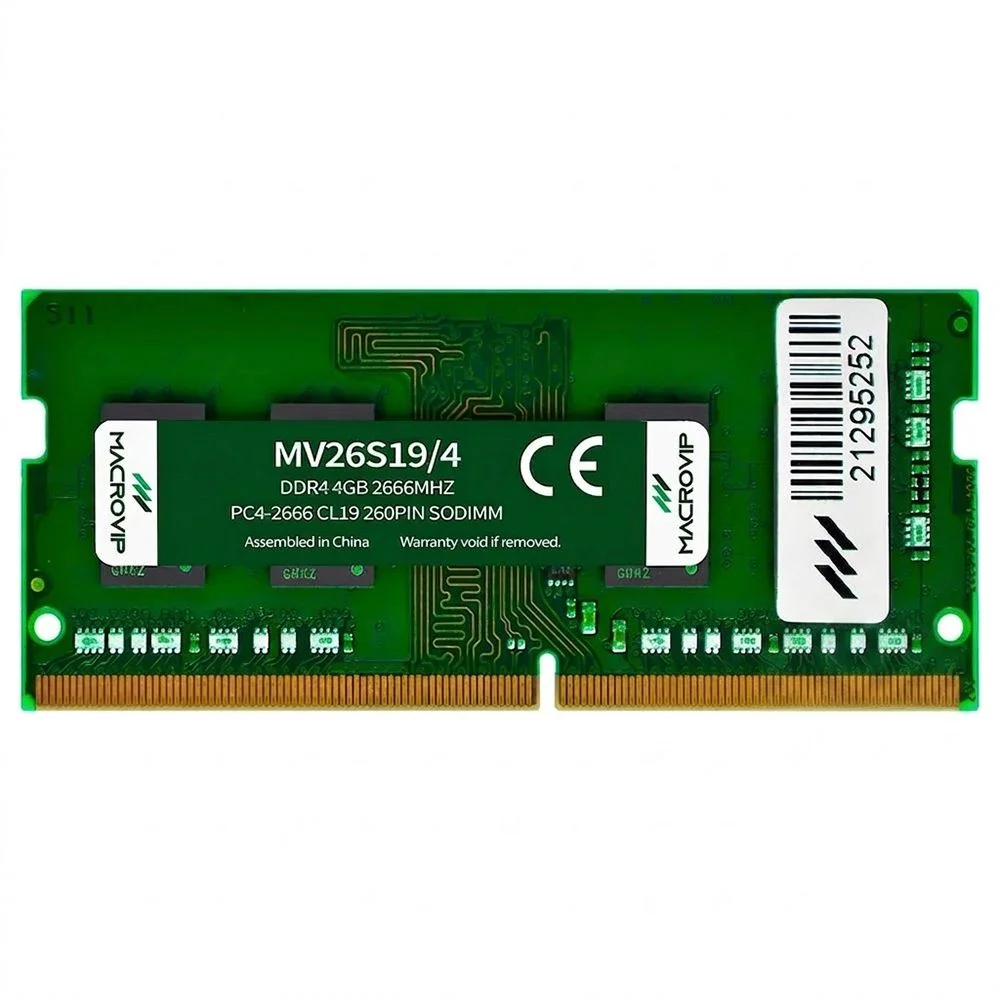 Imagem 3 de 3 do produto Memória Ram Para Notebook Macrovip 4gb Ddr4 2666mhz Mv26s19/4 Sodimm Cl19 1.2v So-dimm Performance Upgradable