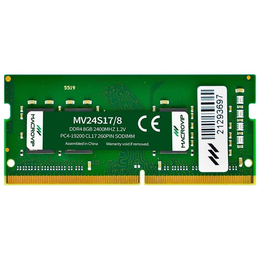 Memória Ram Para Notebook Macrovip Ddr4 8GB 2400mhz Mv24s17/8 Sodimm Cl17 1.2v Soquete So-dimm Performance Upgrade