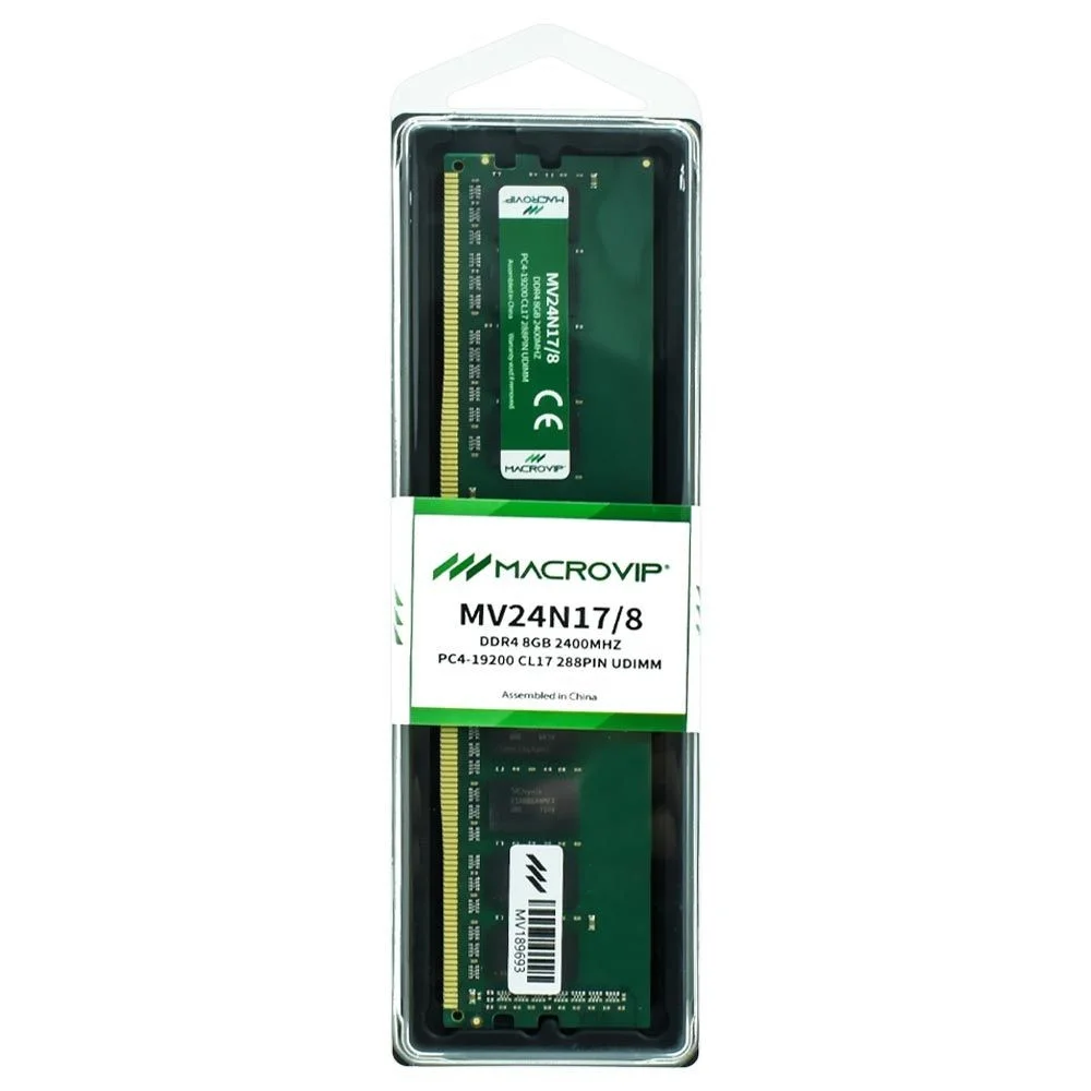 Memória Ram Macrovip 8GB Ddr4 2400mhz Mv24n17/8 Udimm Desktop PC Dimm Cl17 1.2v Memória Ram Macrovip 8GB Ddr4 2400mhz Mv24n17/8 Udimm Desktop PC Dimm Cl17 1.2v