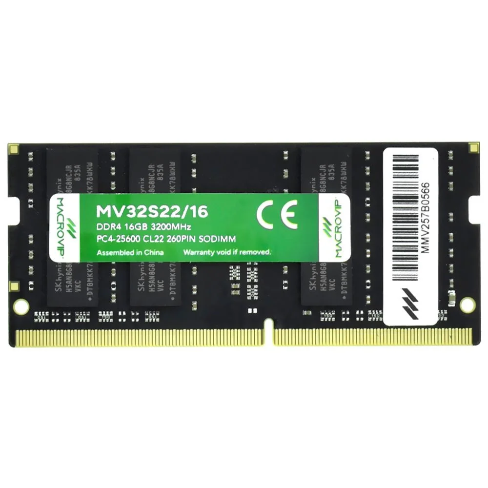 Imagem 3 de 3 do produto Memória Ram Para Notebook Macrovip 16gb Ddr4 3200mhz Mv32s22/16 Sodimm So-dimm Cl22 1.2v Performance Upgrade