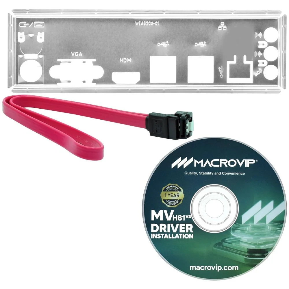 Imagem 2 de 3 do produto Placa Mãe Macrovip Mv-h81v2 Socket LGA  1150 Ddr3 Vga HDMI Micro Atx Intel H81 PC Desktop