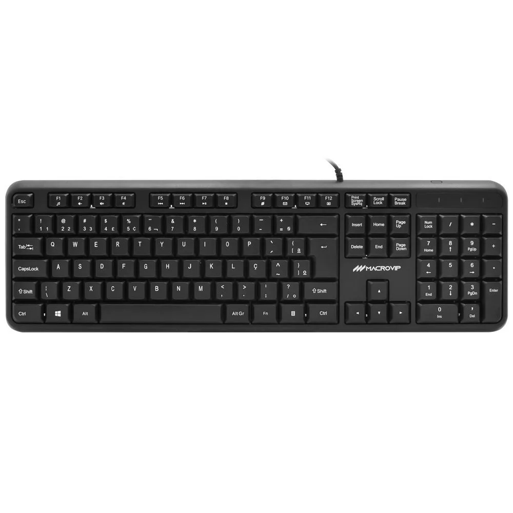 Imagem 2 de 3 do produto Teclado Macrovip Mv-k234ub-br Usb Abnt2 Português Com Fio Ergonômico Escritório Preto