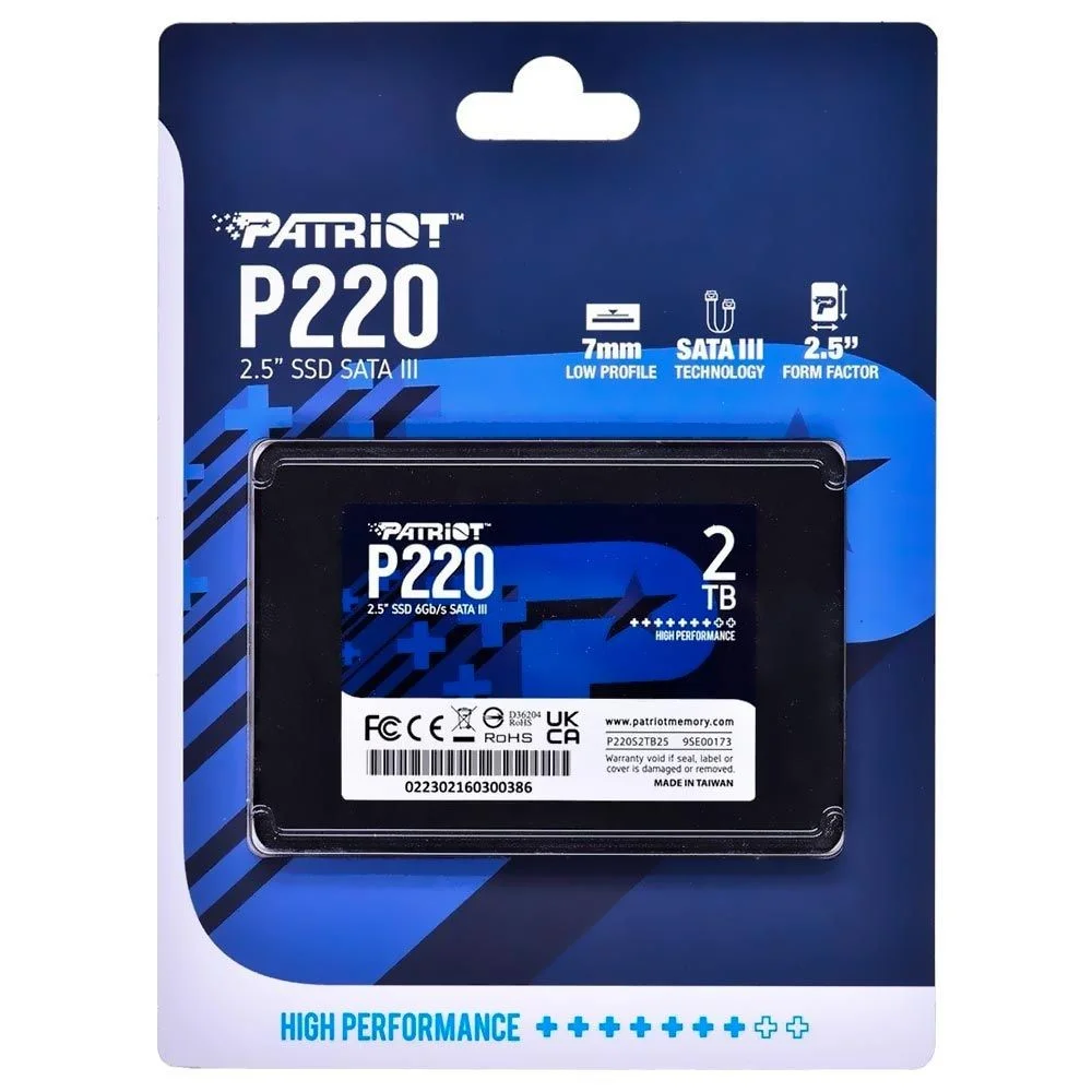 Imagem 3 de 4 do produto SSD Patriot P220 2TB P220s2TB25 2.5 Sata Iii Leitura 550mb/s Interno Para Notebook E PC Gamer